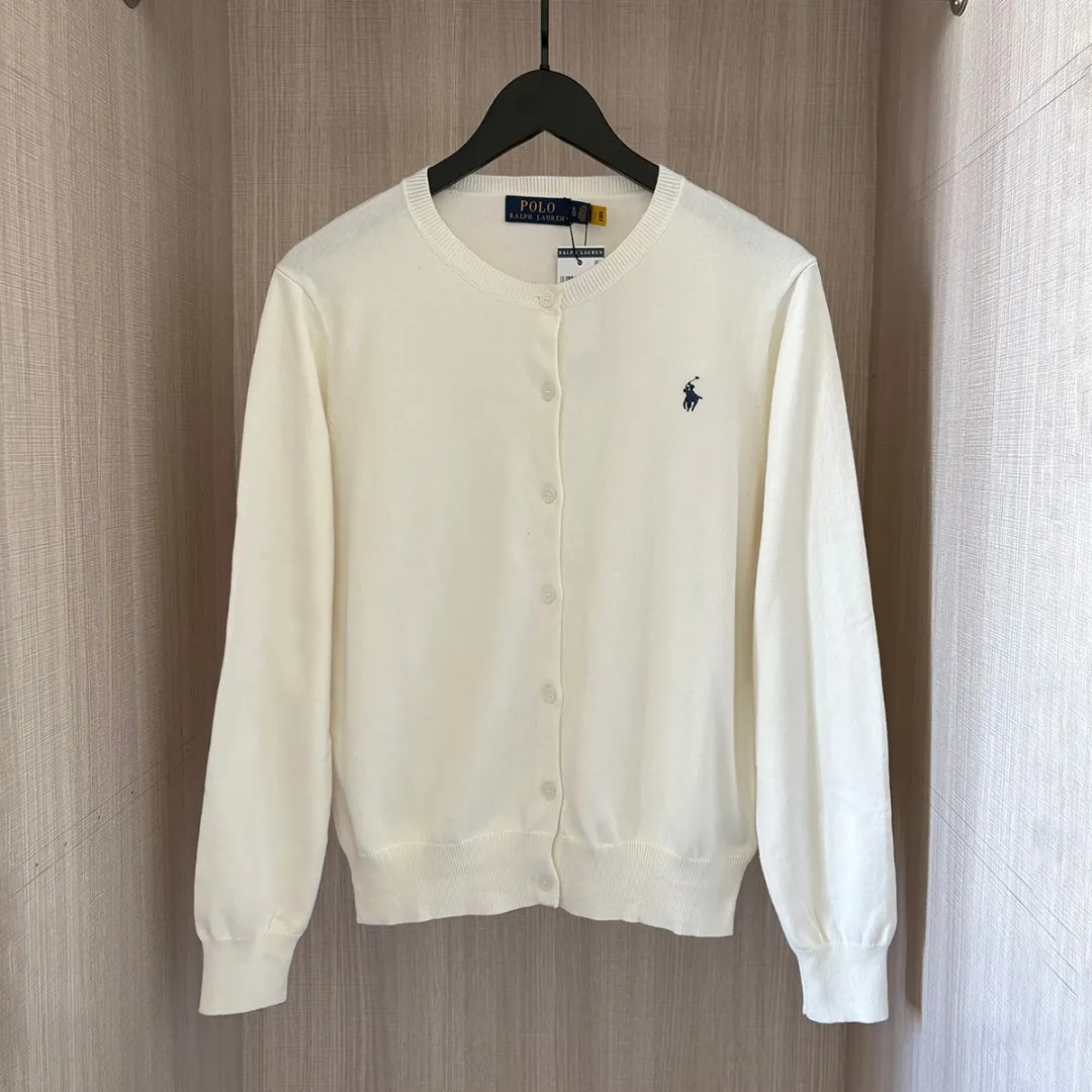 P174 RALPH LAUREN Ten Colors Classic Small Label Embroidery High-Precision Knitted Cardigan Round Neck Long Sleeve Button Knitted Sweater Tops for Men and Women Ten Colors Colors: White Black Navy Gray Pink Red Khaki Blue Green Dark Green Size: S M L XL Material: Cotton Weight: 320g